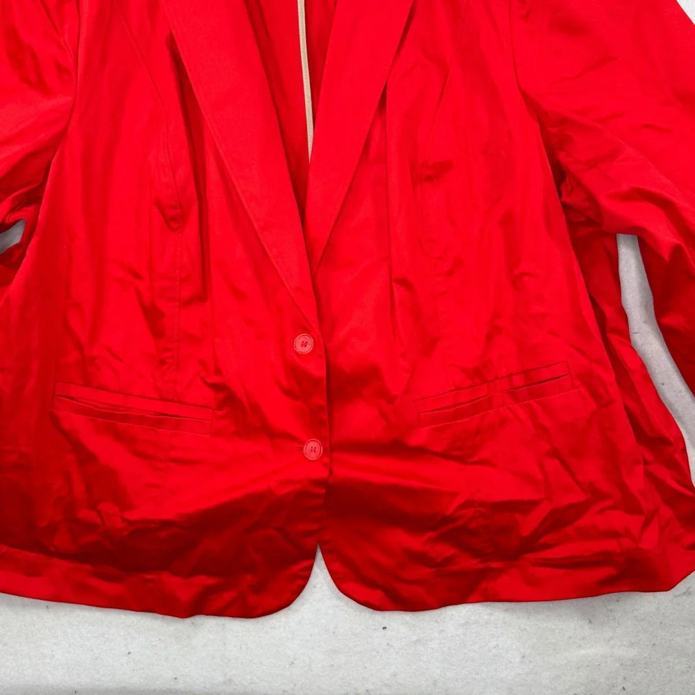Lane Bryant Blazer Women Plus 28 Red Cotton Stretch Office Workwear Professional